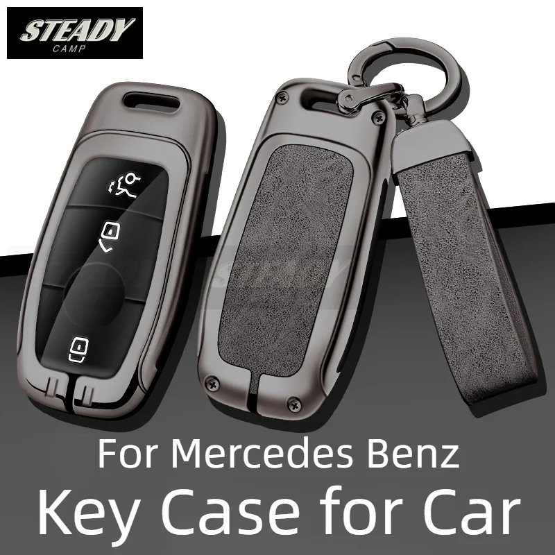 

Zinc Alloy Leather Car Key Case Cover For Mercedes Benz A C E S G Class GLC CLE CLA GLB GLS W177 W205 W213 W222 X167 AMG Keyring