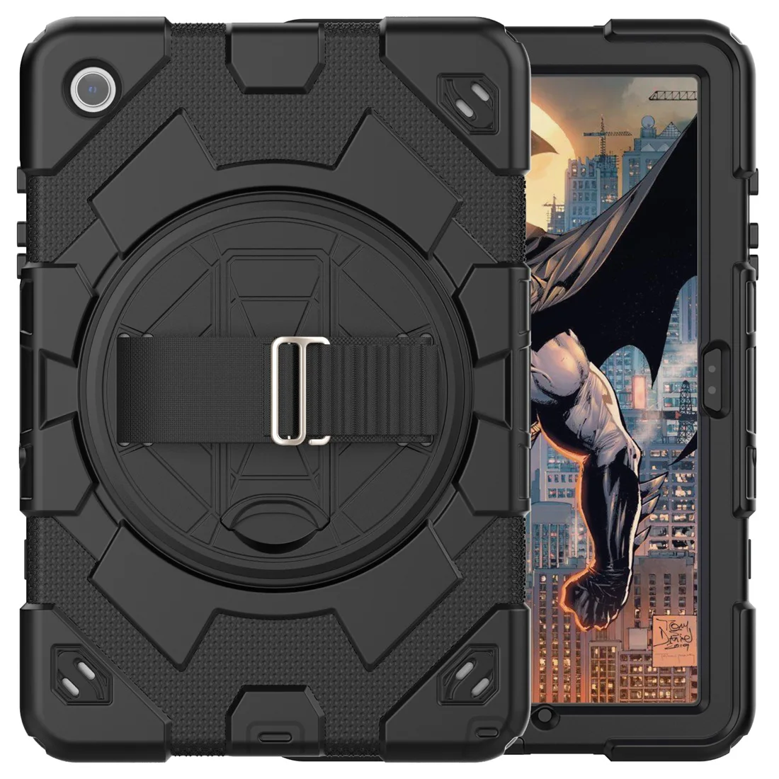 For SSamsung Galaxy Tab A9 Case 8.7 Inch 2023 SM-X110/X115/X117 Kickstand Case Shockproof Silicone Cover Shoulder & hand Strap