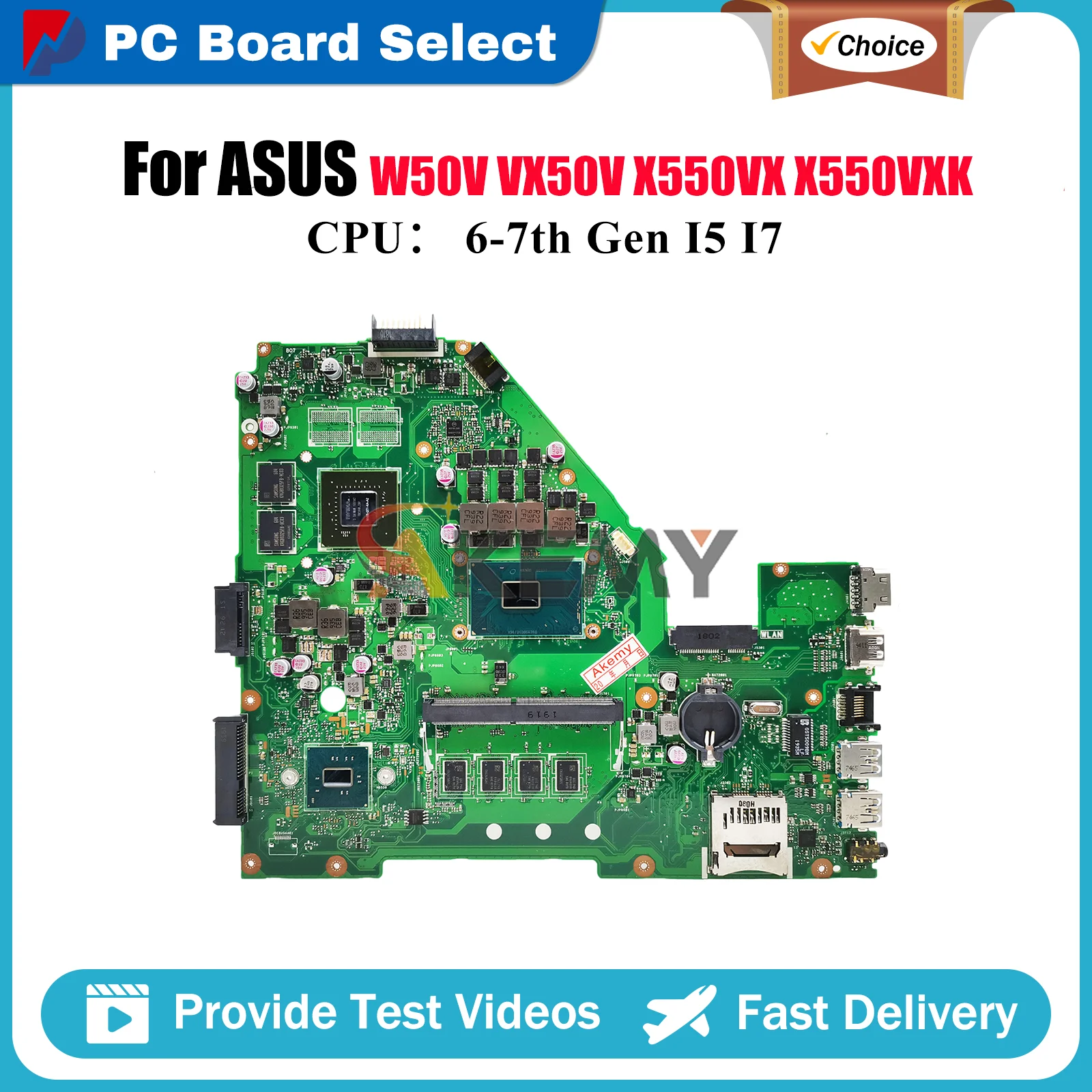 

Материнская плата для ноутбука X550VX ASUS VivoBook FH5900 VX50V X550VX FH6500V X550V K550VX W50V X550VXK с процессором I5 I7 stk