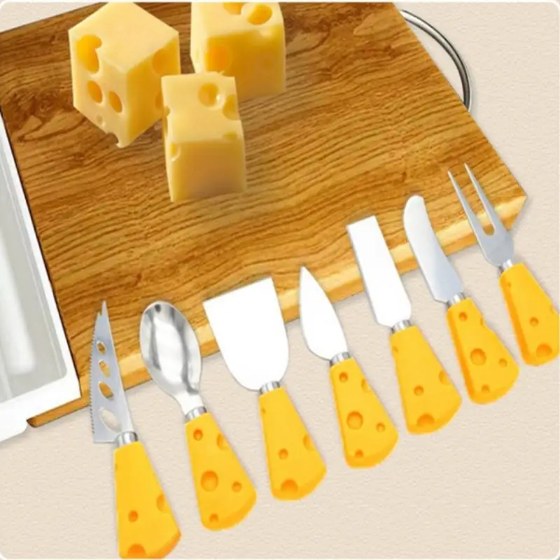 2PC Yellow Handle Cheese Tools Sets Cheese Cutter Knife Moon Cake Knife Cream Knife Slicer Kit Cooking Tools Kitchen Accessories