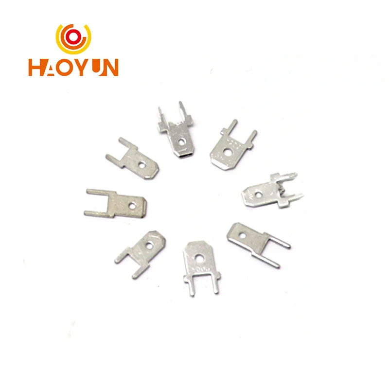 【100-50PCS】6.3MM 4.8MM Insere Plug Masculino Terminal 250 PCB Solda Lug Espessura 0,8 Duas Pernas, Folha De Solda PCB