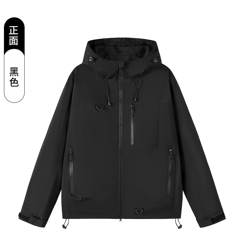 Leichte, wasserdichte Damen-Windjacke mit Kapuze, mehreren Reißverschlusstaschen, für Outdoor-Aktivitäten, Wandern und Freizeit. – Detail 2