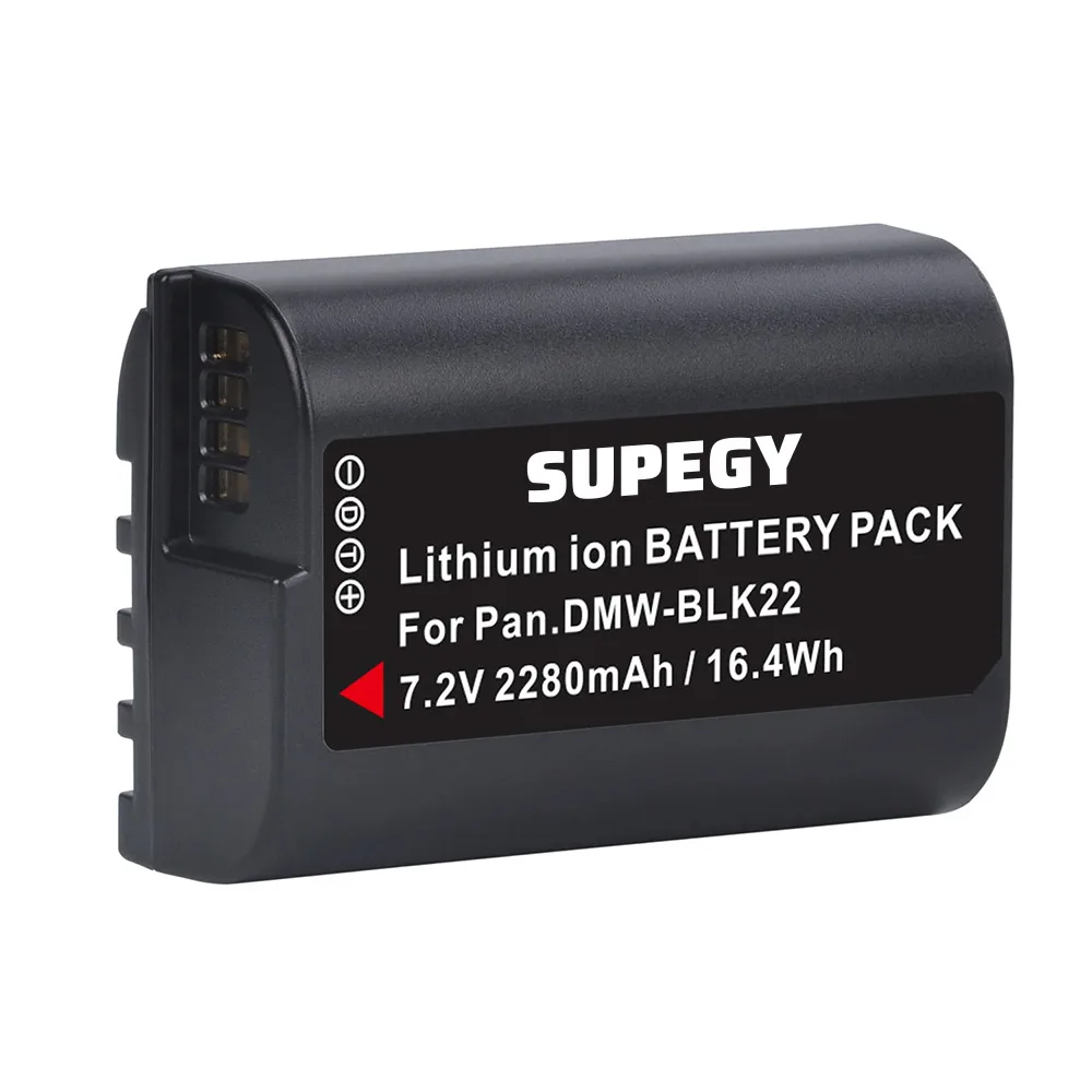 2280mAh DMW-BLK22 DMW BLK22 Battery + USD Charger for Panasonic LUMIX DC-S5 DC-S5K Cameras