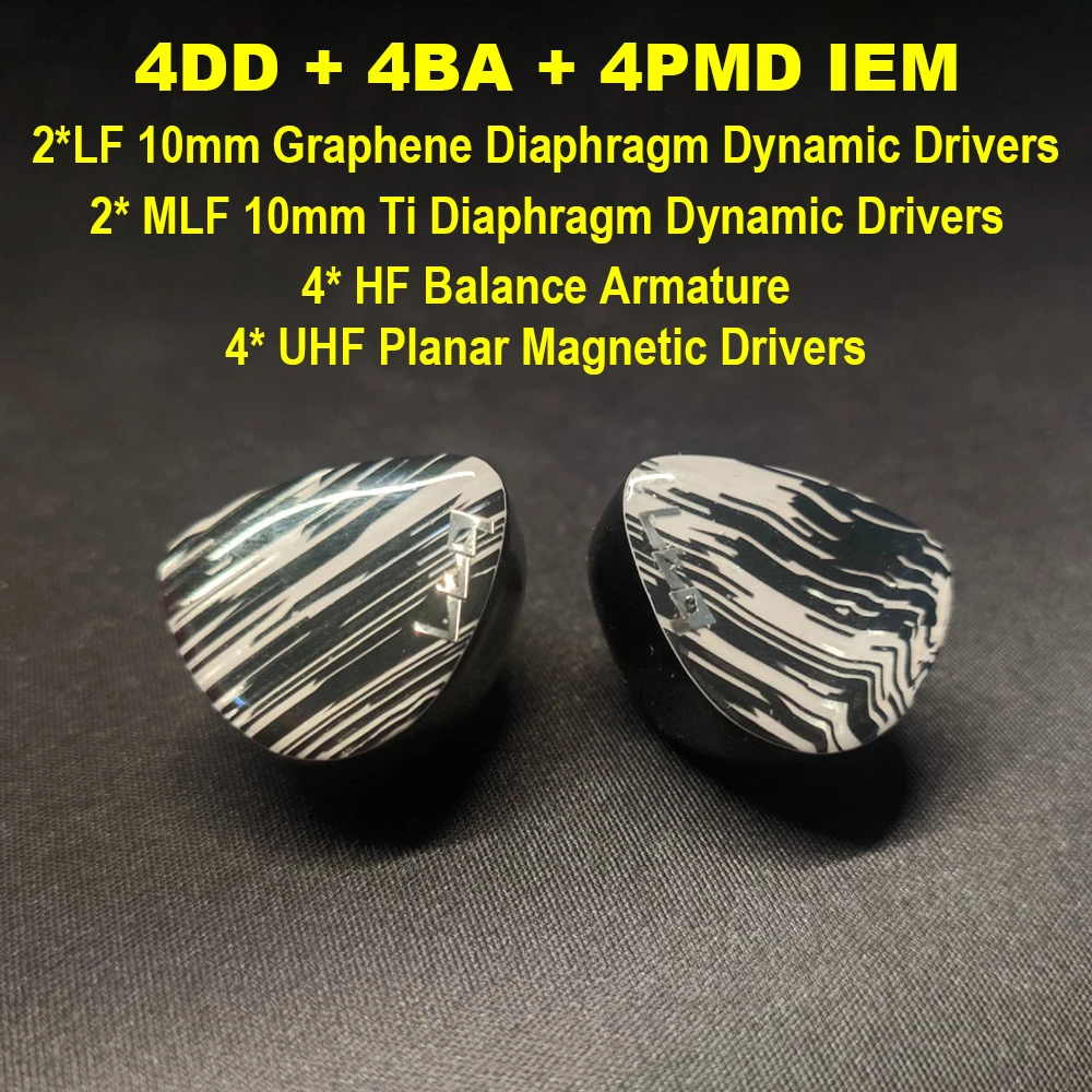 

4DD+4BA+4 PMD IEM Earphones Hifi Headphones in-ear Monitor Earbuds Planar Magnetic Driver Hybrid Wired Headphone for Audiophiles