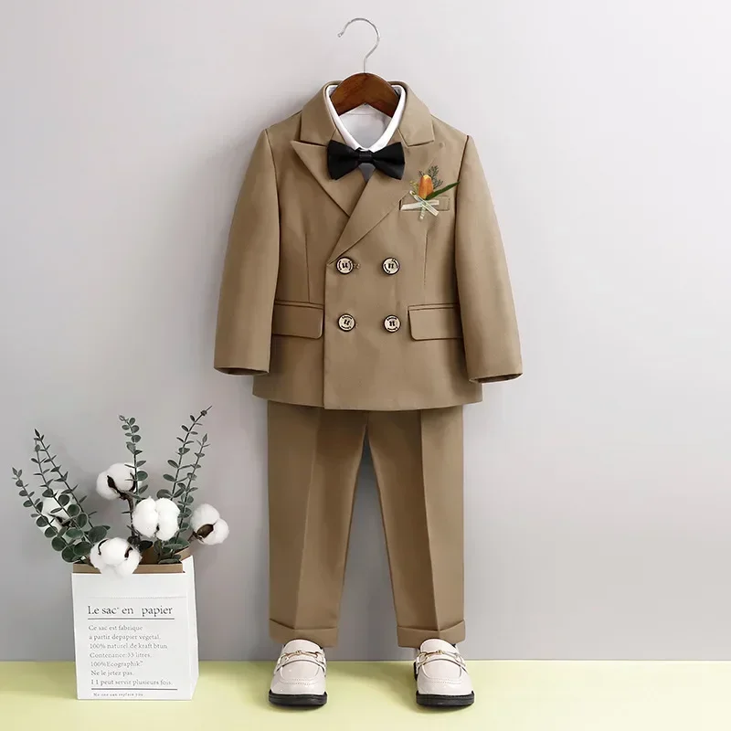 Children's School Uniform Performance Suits Brown Pretty Flower Wedding Dresses 1 To 12 Years Toddler Clothes