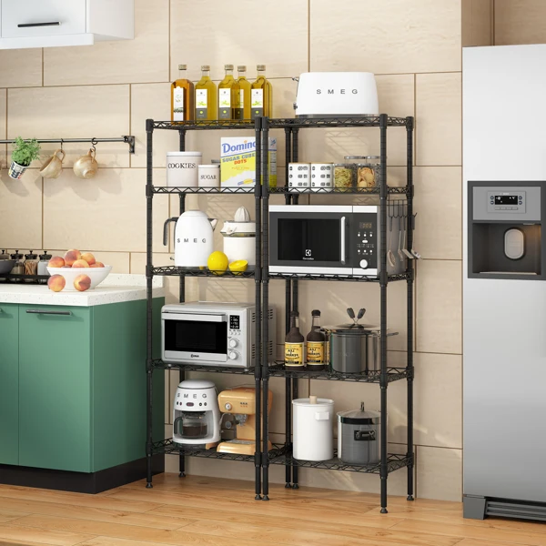 

Combination Metal Household Storage Kitchen Shelves Microwave Racks Black Color kitchens accessories kitchen organizer storage