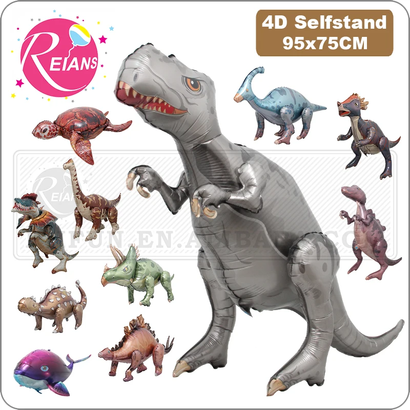 Self Standing 4D Giant Dinosaur whale Party Foil Balloon Tyrannosaurus Triceratops Stegosaurus Birthday Deco Party Supplies toy