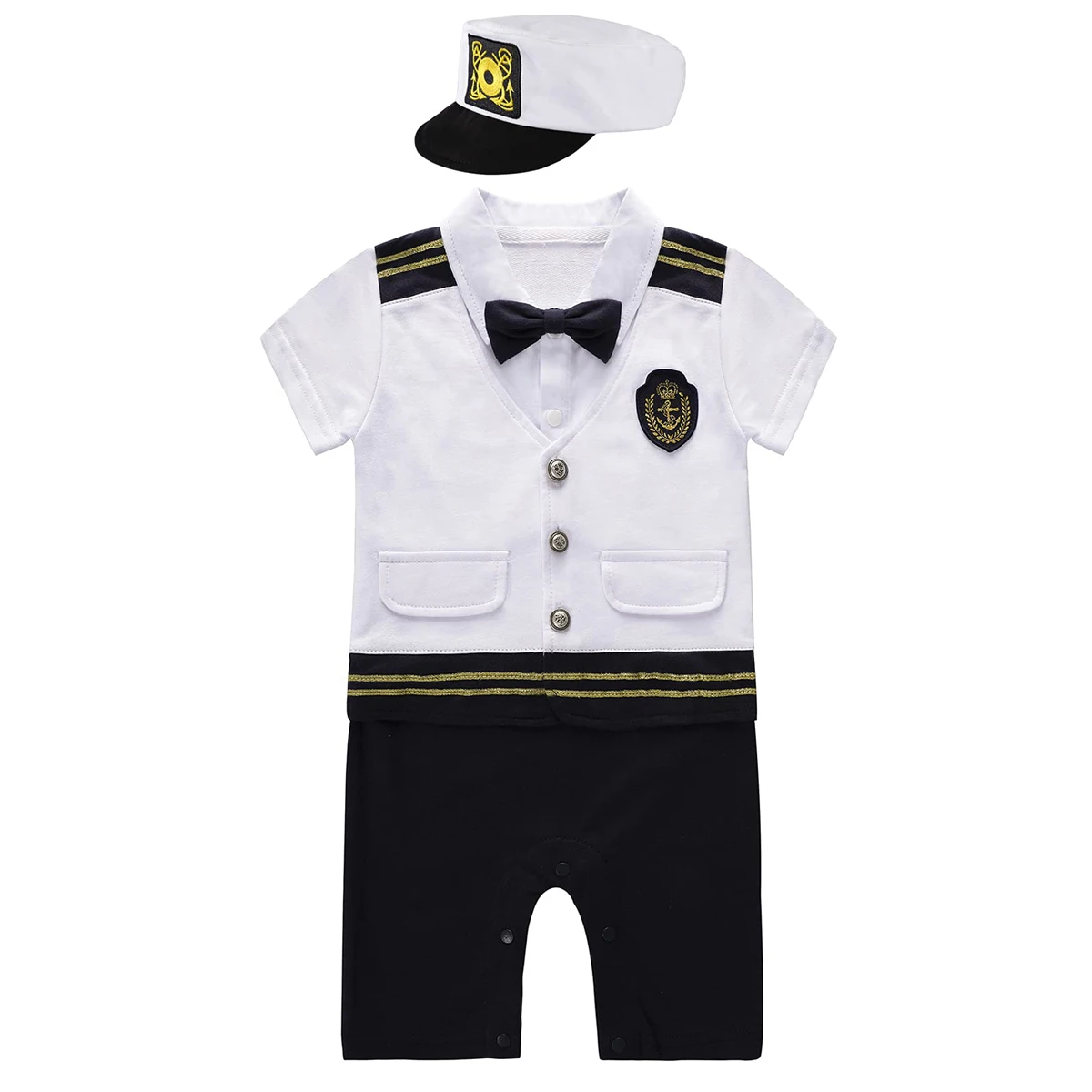 Baby Boy Clothes Playsuit Captain Sailor Romper Short Sleeve Jumpsuit Costumes Summer Outfits Newborn Baby Clothes Daily Wear