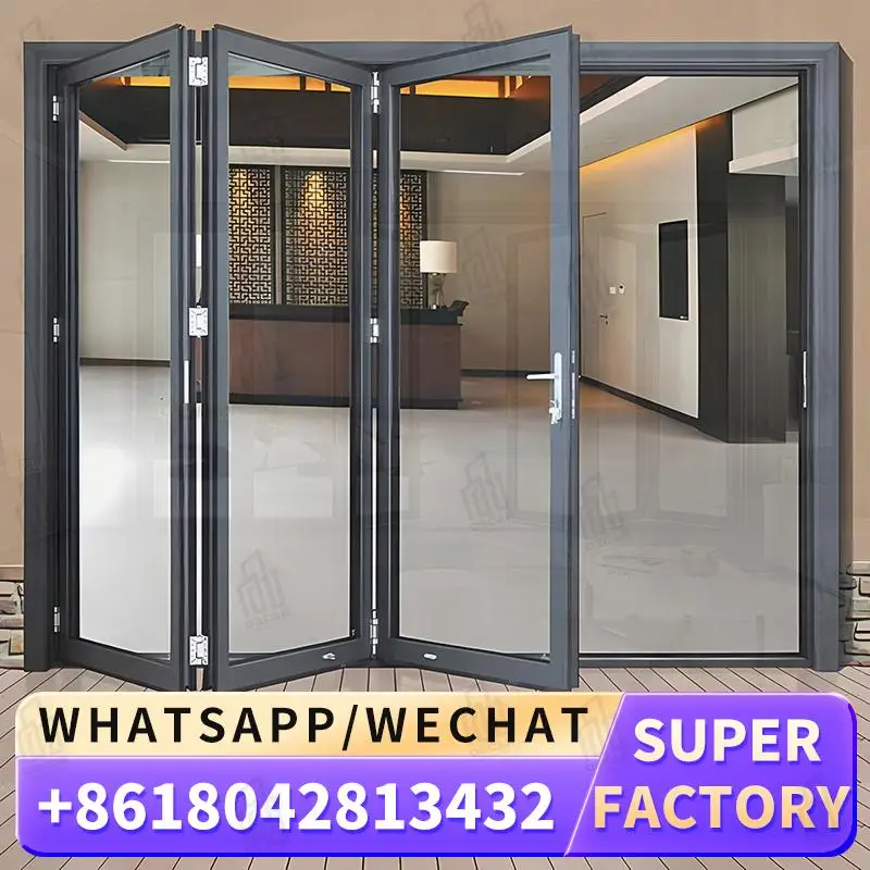 

European Standard Tempered Glass Bifold Doors Aluminum Folding Doors for Villa Home Office Entrance