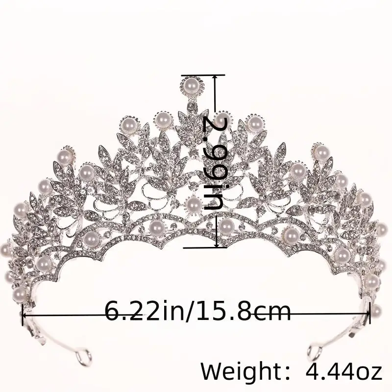 Zilver Kleur Kristal Parel Tiara's En Kronen Strass Prom Diadeem Vrouwen Bruids Bruiloft Haaraccessoires Sieraden Kroon Tiara