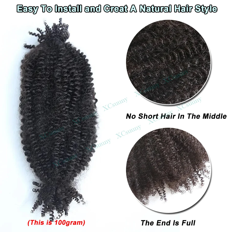 Bulk Echt haar Voor Twist Afro Kinky Krullend Bulk Echt haar Voor Vlechten / Locs / Micro Twist Vlechthaar Kinky