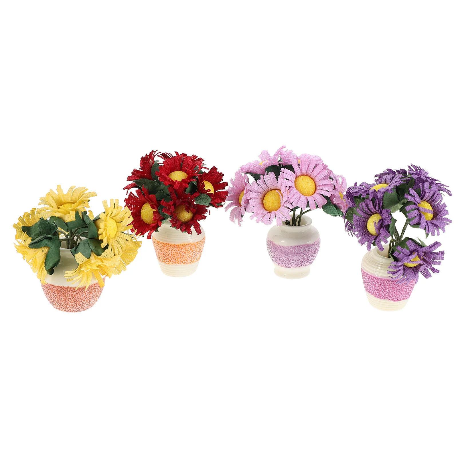 

4Pcs Car Interior Ornaments Mini Artificial Flower Dashboard Decoration Miniature Plastic Flower Pot Automotive Dashboard