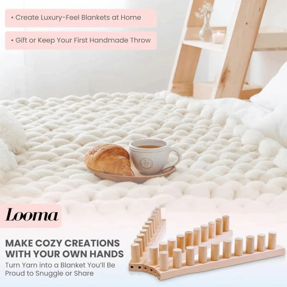 

Adjustable Size Chunky Blankets Loom Portable Modular Design Hand Knitting Board Beginner Friendly Easy Assembly