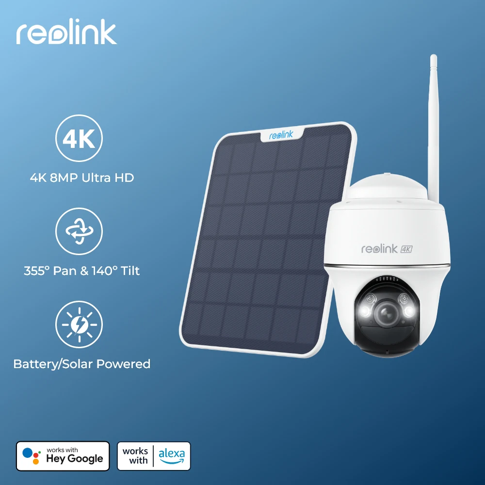 reolink First 4K Wireless Pan & Tilt Security Cameras 5/2.4 GHz Wi-Fi 8MP Outdoor Solar Battery Powered IP Camera Argus PT Ultra