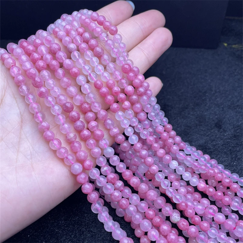 5MM Natural Gradieng Rhodonite Triple Circle Bracelet Healing Fengshui Stone Bracelet Women Jewelry Gifts 1PCS