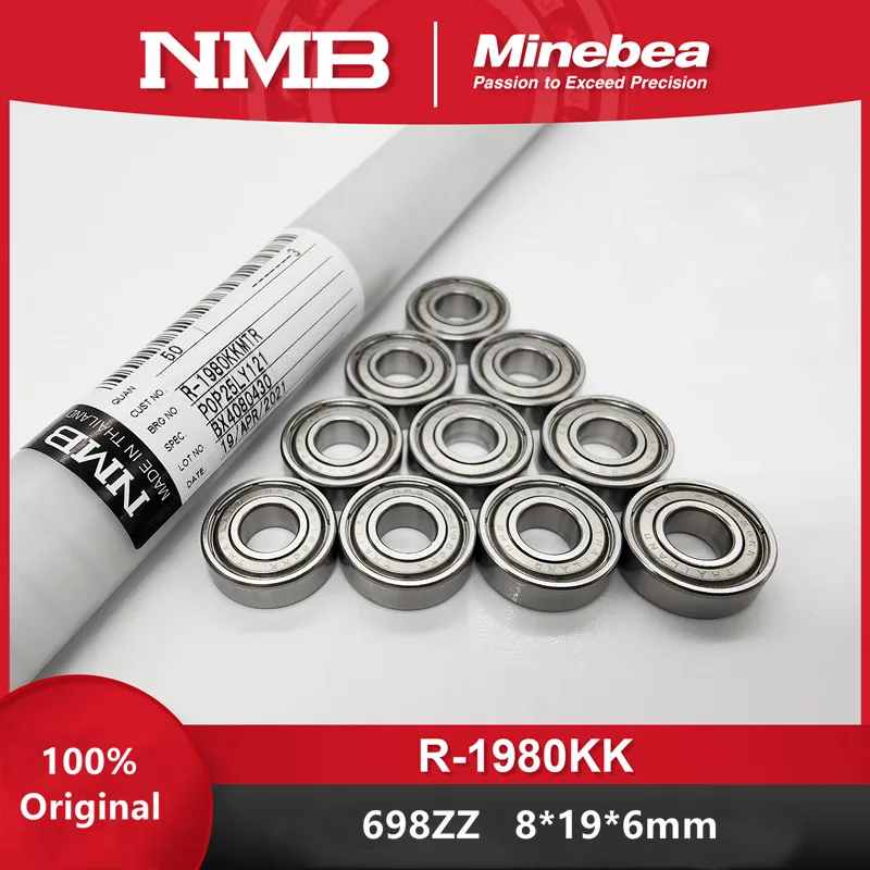 Original Minebea NMB bearing R-1980KK 8*19*6mm 698ZZ miniature ball bearings 1980 698 698Z 8x19x6 mm