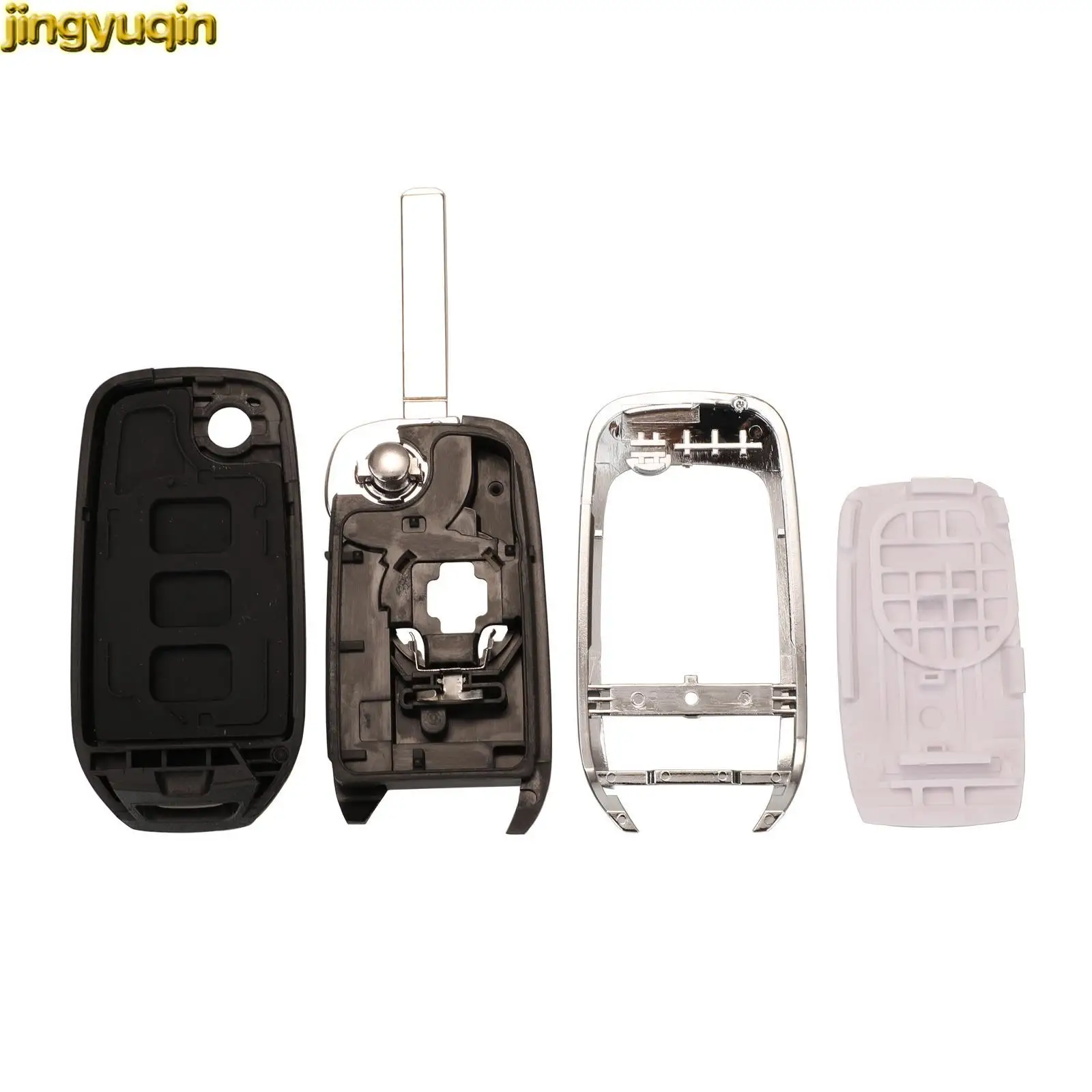 Jingyuqin 3pcs 3 Buttons Flip Remote Car Key Fob Shell For Renault Captur Kadjar Koleos Megane HU56R/HU136TE/VAC102/VA2 Blade