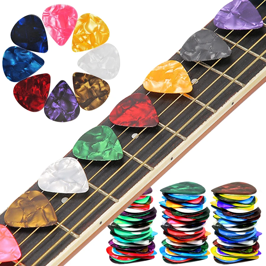 10-50pcs 0.5mm SLL Guitar Picks Pattern Random Ship ABS Pick for Guitar Ukulele Bass Musical Instrument Performance Accessories