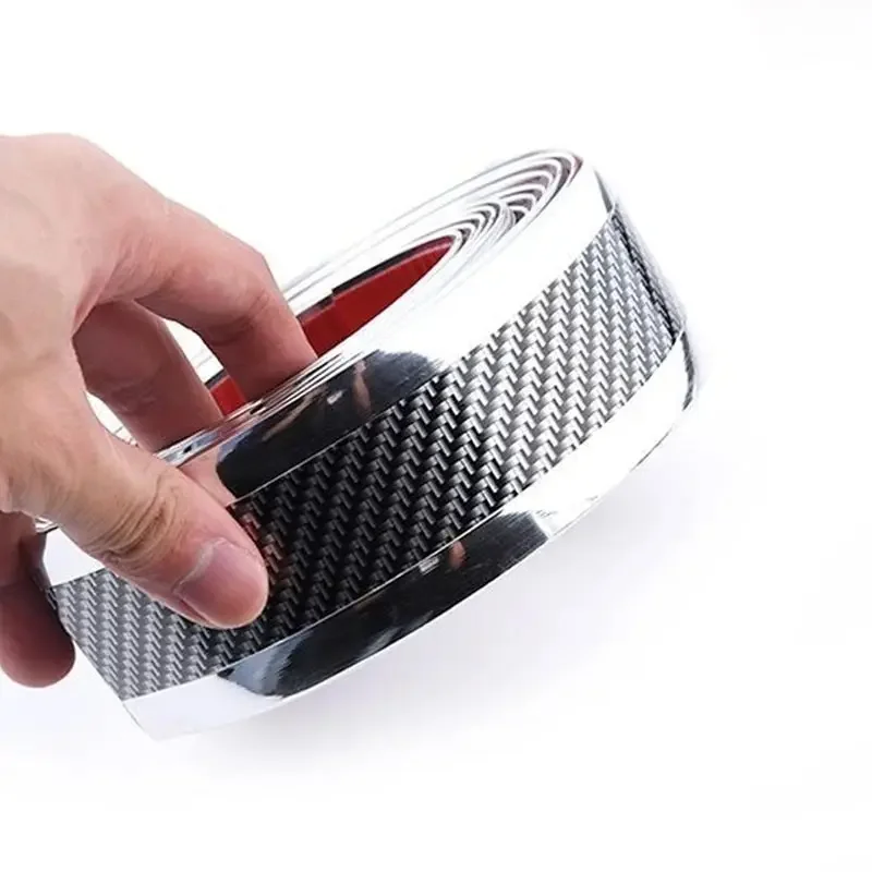 

1pc Car Threshold Strip Carbon Brazing Pattern By Protection Sticker Trunk Anti-collision Strip Decorative Sticker Supplies