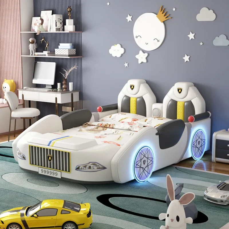 Children's furniture Children's car bed Boys with storage Multifunctional double bed Cartoon modeling single bed