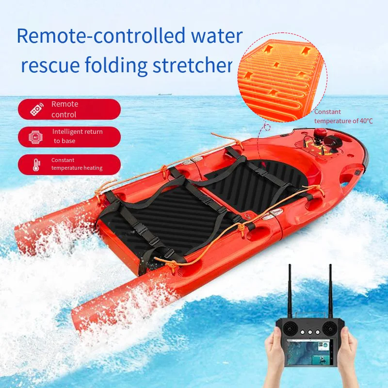 Perahu penyelamat lipat berbentuk kapal, berbahan dasar air, dikendalikan jarak jauh, dengan suhu konstan, dan dilengkapi tempat tidur.