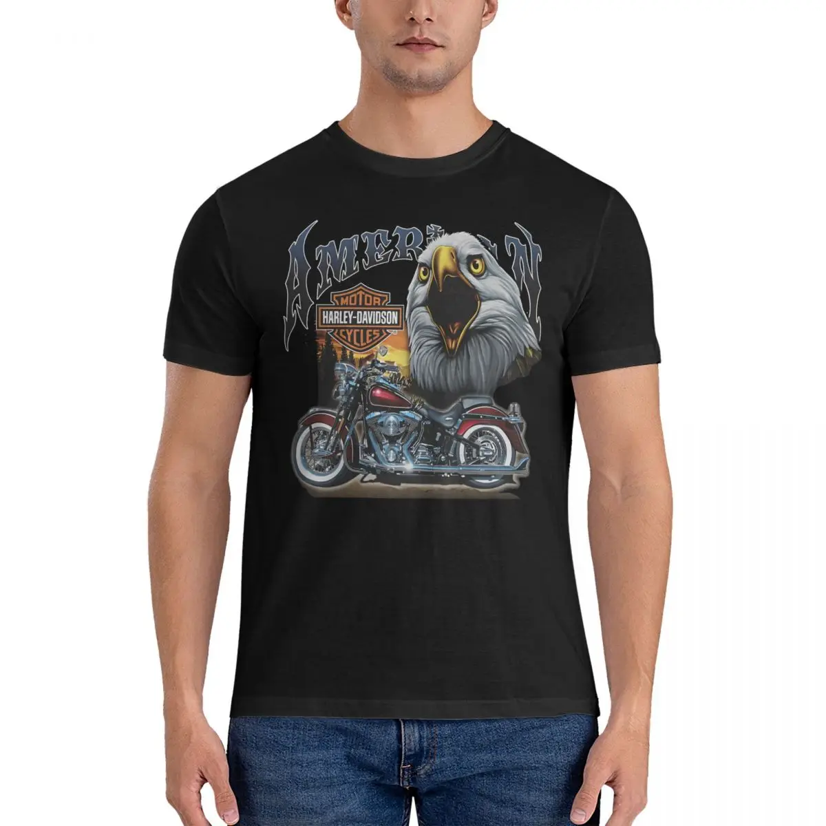 Vintage 1997 HD Motor Cycles T-Shirts Men Cruiser Davidsons Humor Pure Cotton Tees Round Collar Short Sleeve T Shirt