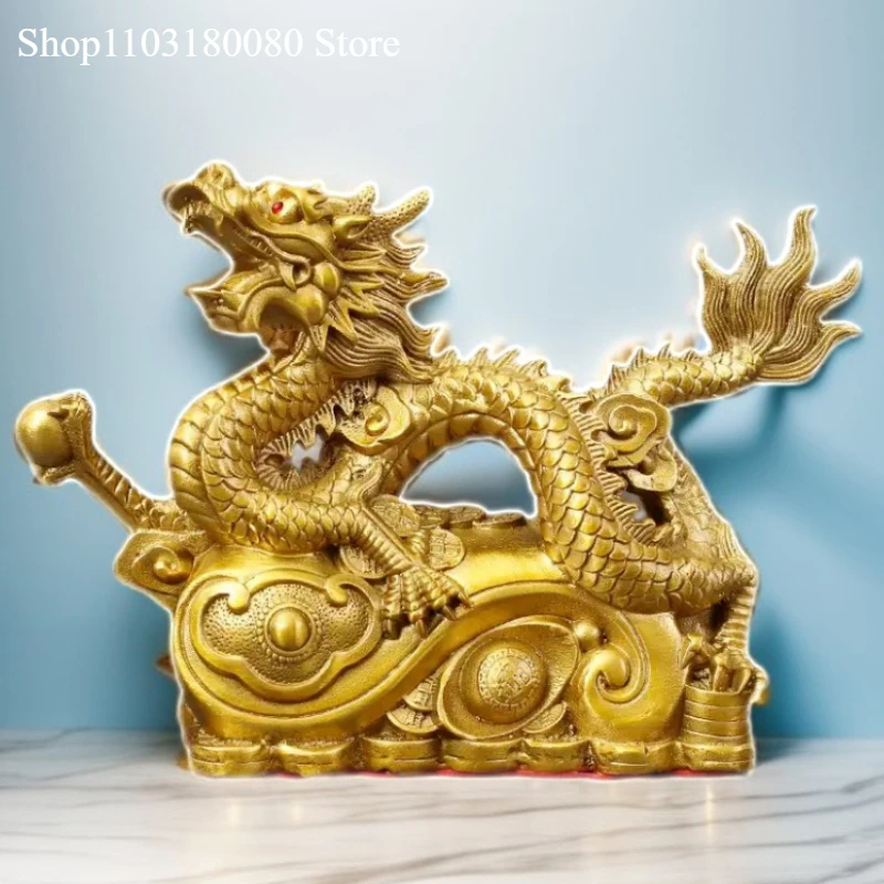 

Copper brass Ruyi Dragon statue Chinese Lucky Fengshui decor sculpture,28cm,21cm,16cm
