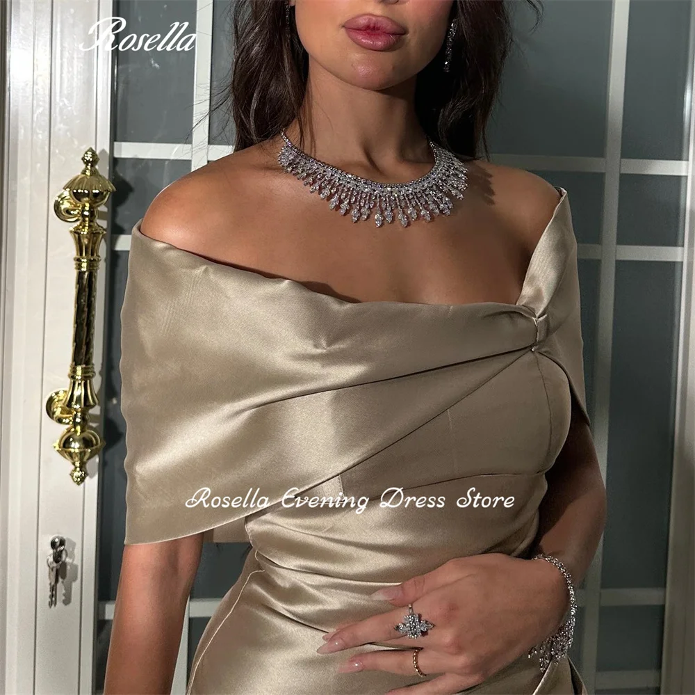 ROSELLA Off Shoulder Sexy Mermaid Ankle Length Women Formal Evening Dress Pleated Party Prom Gown New 2023