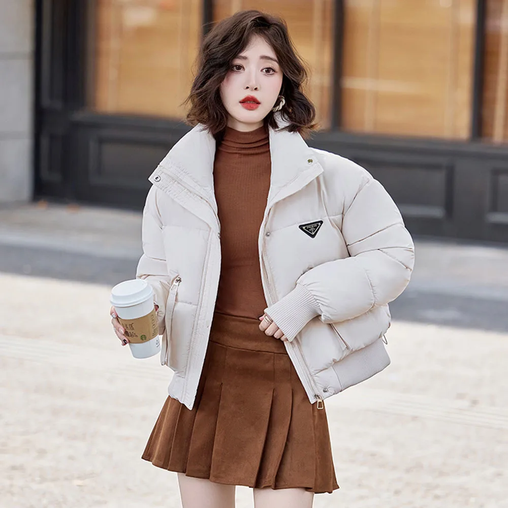 Fashion Down Jacket Women\'s Winter New Thicken Warm Maillard Short Cotton Coat Female Casual Zipper Parkas Ladies Outerwear Tops