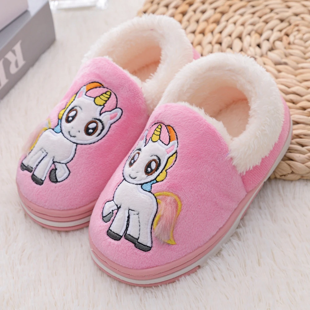 New Toddler Girls Slippers Winter Shoes Little Kids Casual Home Wear Baby Warm Anti-slip Loafers Cartoon Children House Footwear