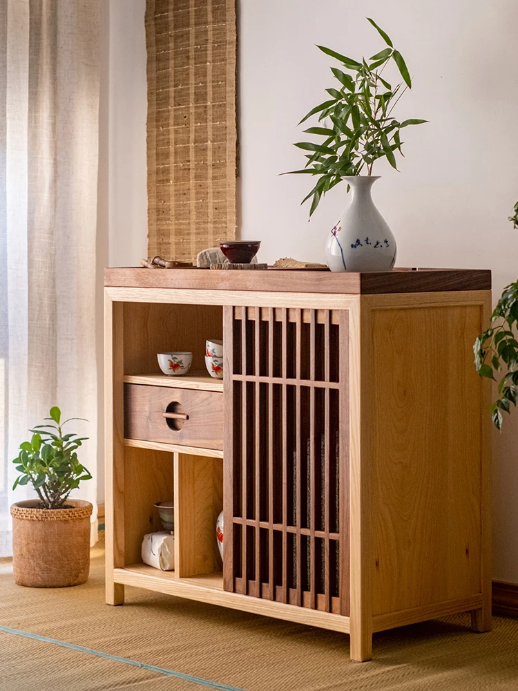 

Тумба-сервант из массива дерева для чая и еды, простой приставной столик для гостиной, буфет для чая и еды