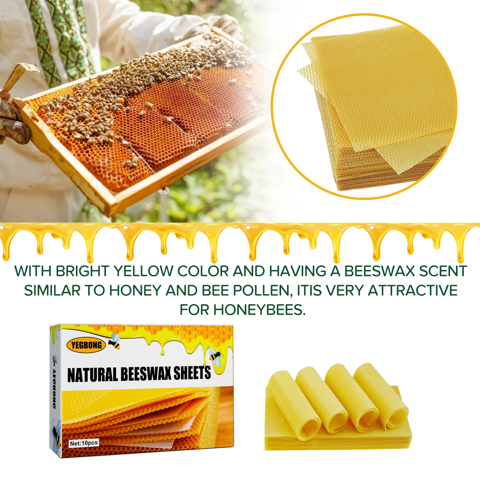 10Pcs Beeswax Foundation Press Mold Beekeeping Tools Honey Candles Maker Full Bees Wax Honeycomb Machine Foundation Sheets Tool