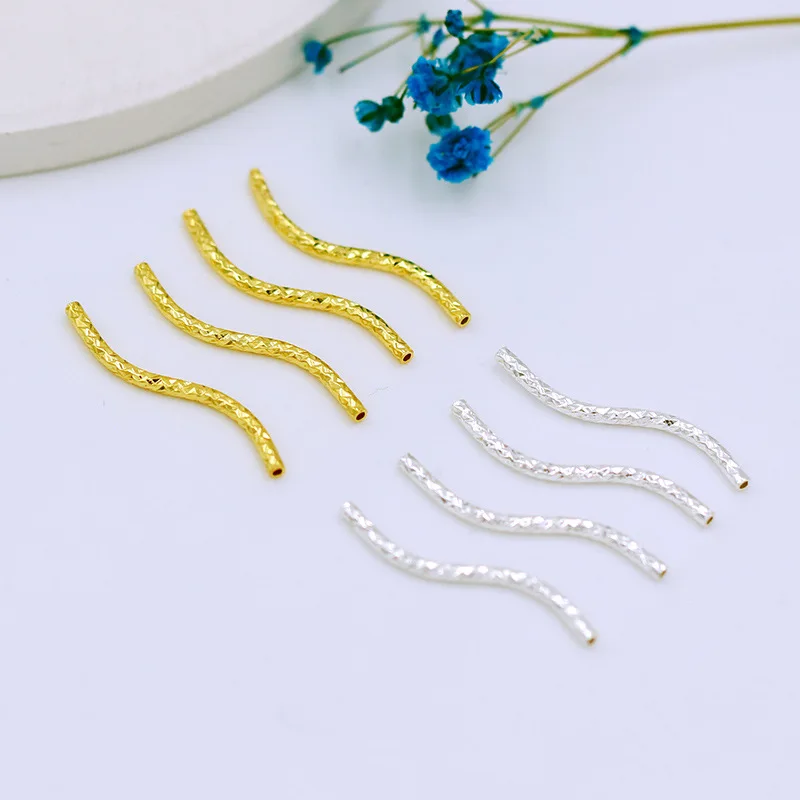 20Pcs 20-25mm 14K/18K Gold Color Plated Brass Curved Tube Bracelet Making Jewelry Making Supplies DIY Findings Accessories