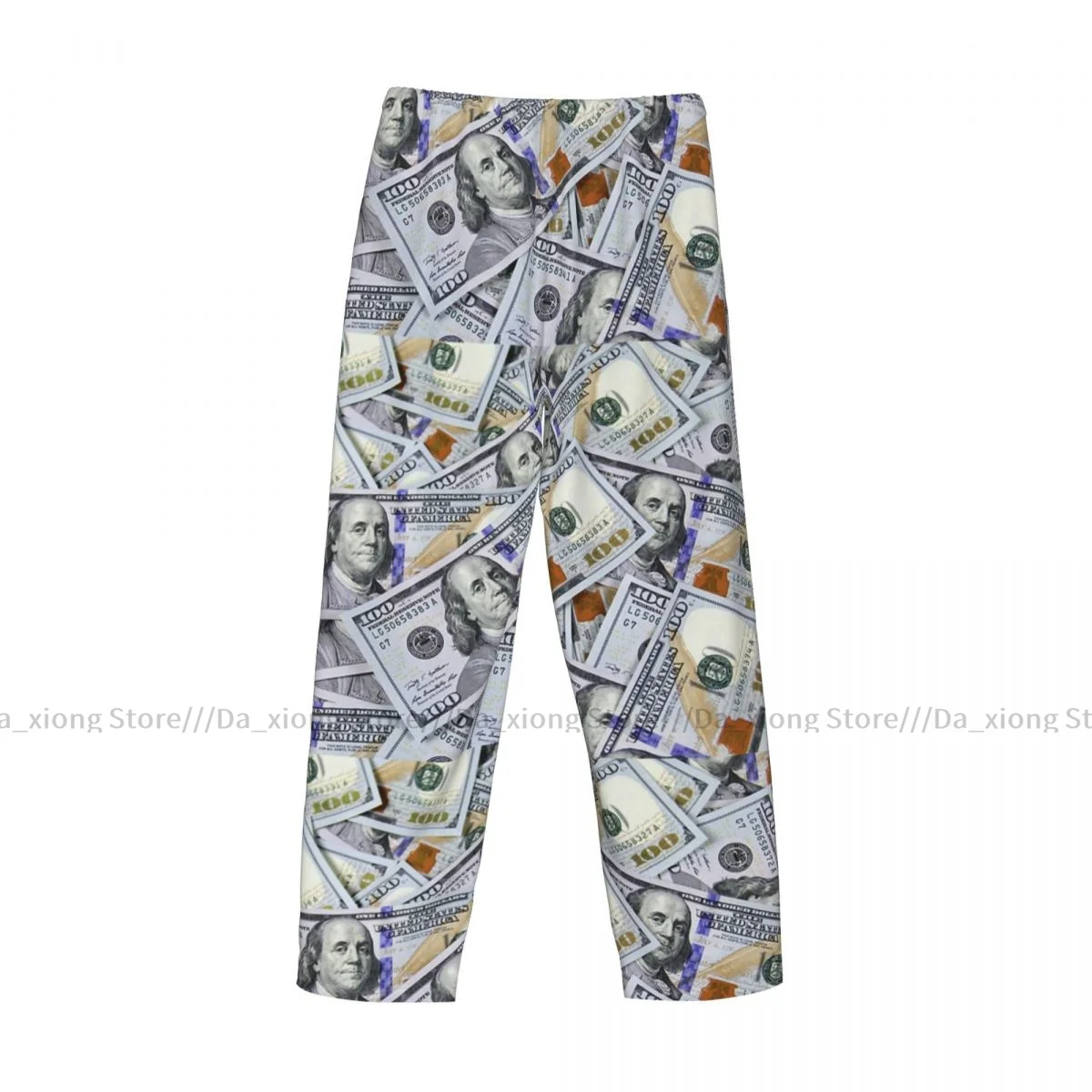 Mens Casual Pajama Long Pant Loose Elastic Waistband Hundred Dollar Bill Cozy Sleepwear Home Lounge Pants