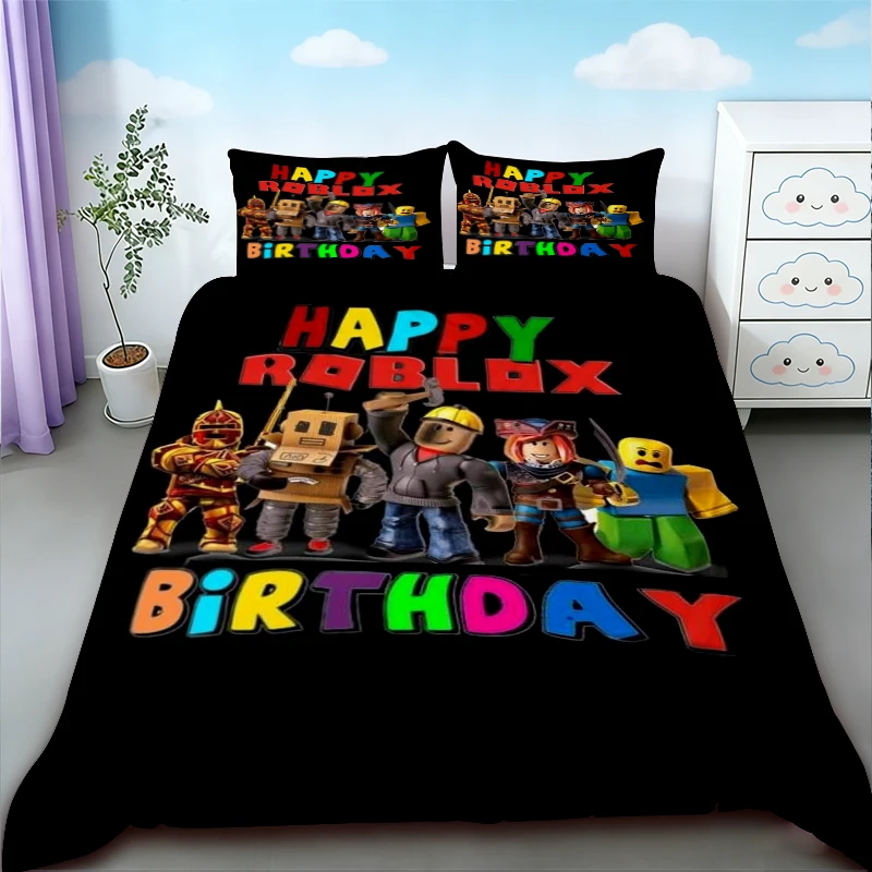 

Child Duvet Cover Roblox Bedding Set Cartoon Quilt Cover Soft Skin-friendly for Bedroom Home Decor Twin Single