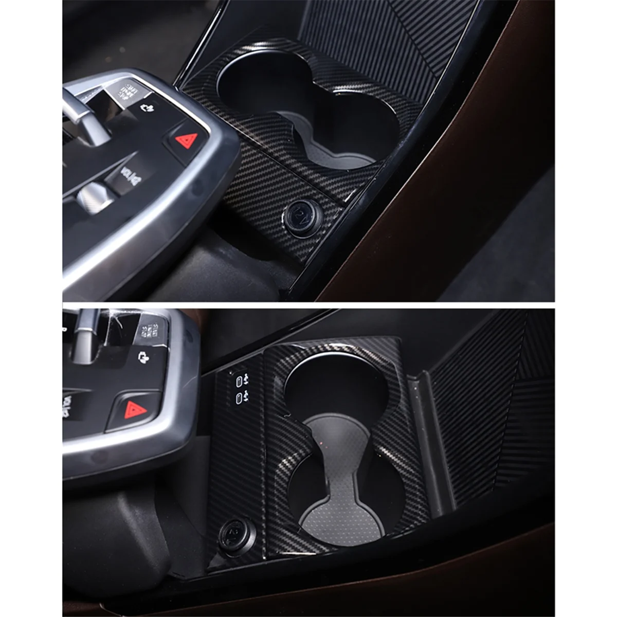 For BMW X1 U11 2023 2024 Center Control Cup Holder Cover Trim Decoration Sticker Car Accessories,ABS Carbon