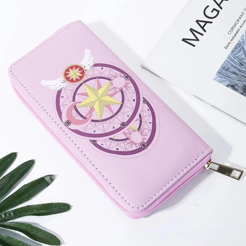 Anime Card Captor SAKURA Wallet Clow Card Long PU Leather Zipper Coin Purse Handbag Kawaii Girl Gift