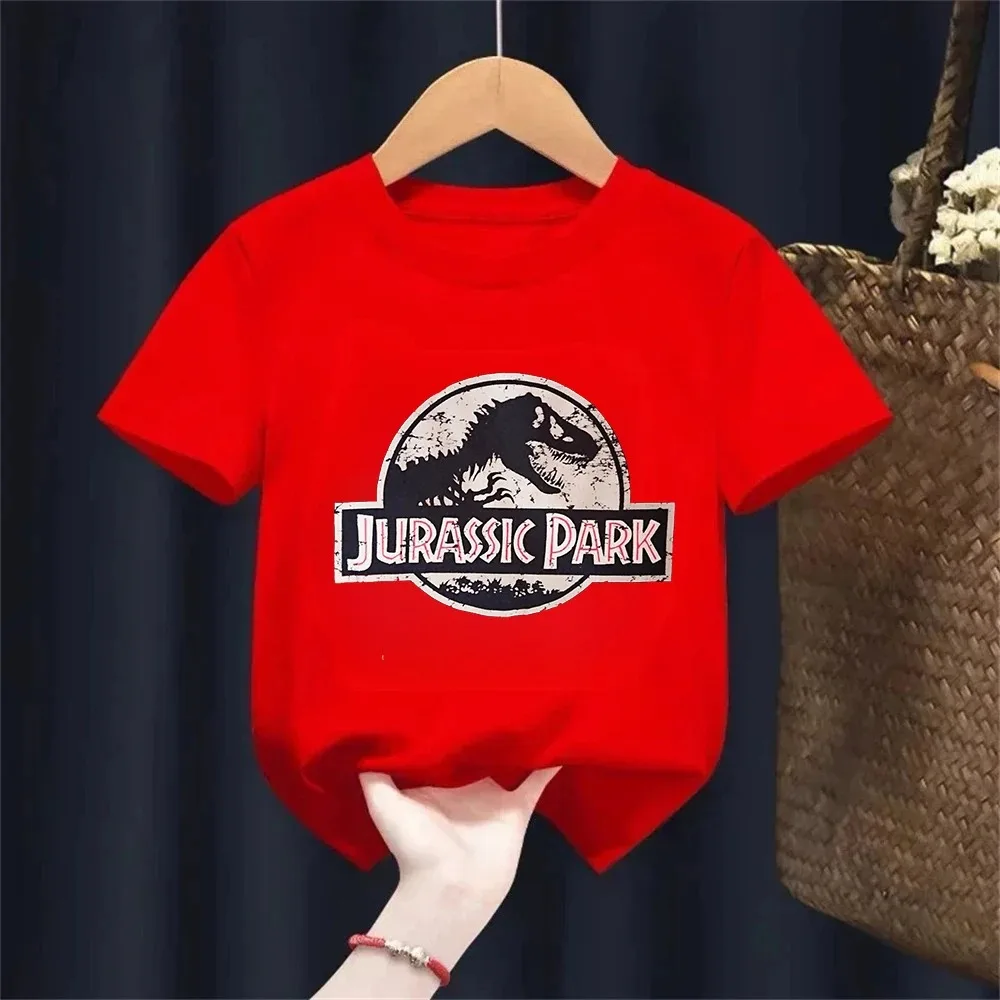 Jurassic Park T-Shirt für Kinder, Jungen und Mädchen, Sommer-Dinosaurier-Film-Logo-Druck, T-Shirt aus Baumwolle, kurzärmelig, lässiges Oberteil, Geschenk für Kinder – Detail 3