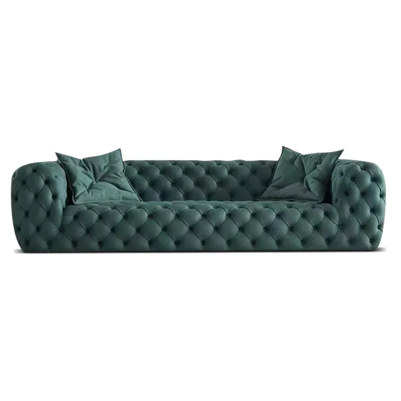 أريكة جلدية بإبزيم على شكل قمر، شقة صغيرة، غرفة المعيشة، قماش الفندق