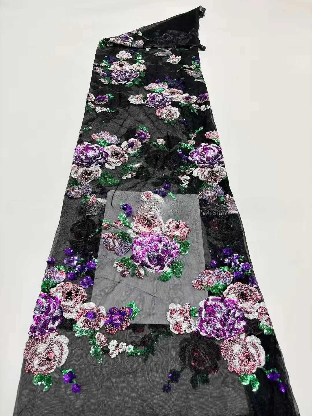 

French chiffon lace fabric, high-quality African sequin embroidered lace, luxurious Nigerian beaded lace fabric