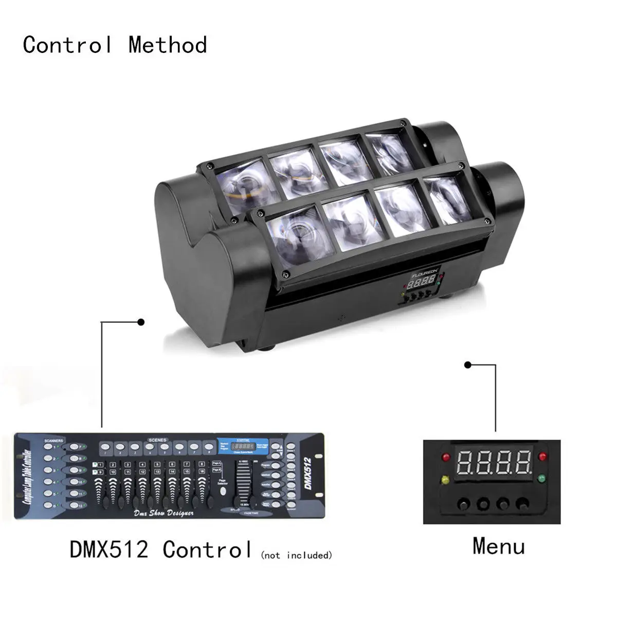 Mini LED 8x3W RGBW Moving Head Light Led Spider Beam Stage Lighting DMX 512 Spider Light Suitable for DJ Nightclub