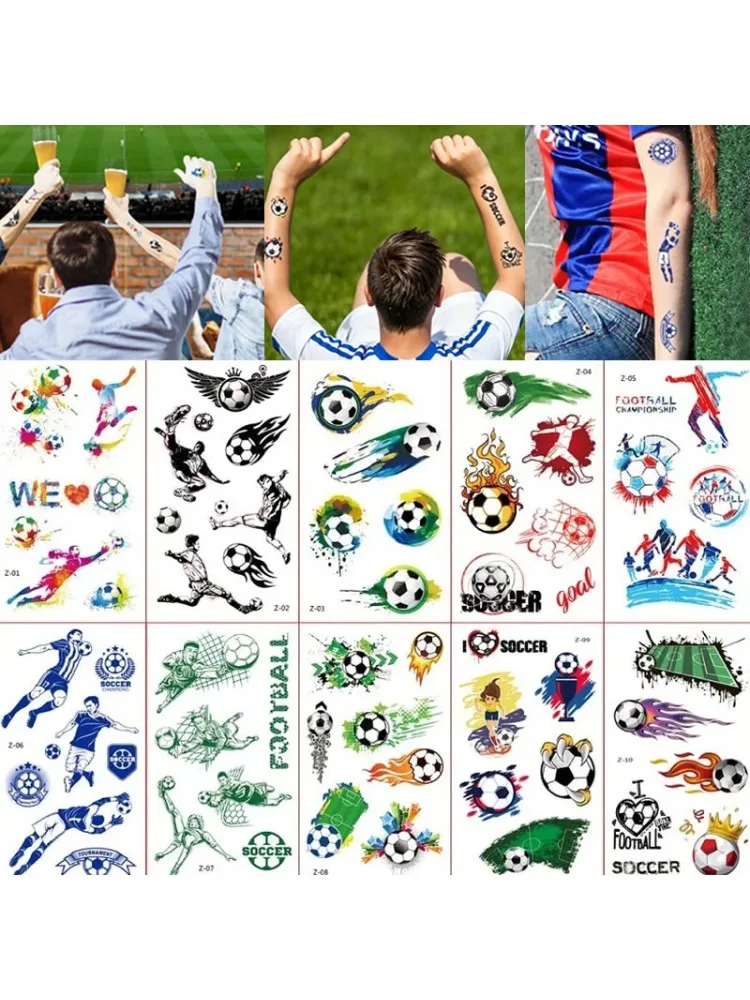 New 10pcs Temporary Tattoos Football Soccer Fan Fake Tattoo Sticker Sleeves Waterproof Arm Fake Tattoos Women Men WS002