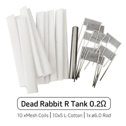 1Set DIY Tool Rebuild Kit for Dead Rabbit R Tank 0.2ohmm 18x8mm Meshed Resistance 10 Strip L Cotton 6.0 Rod