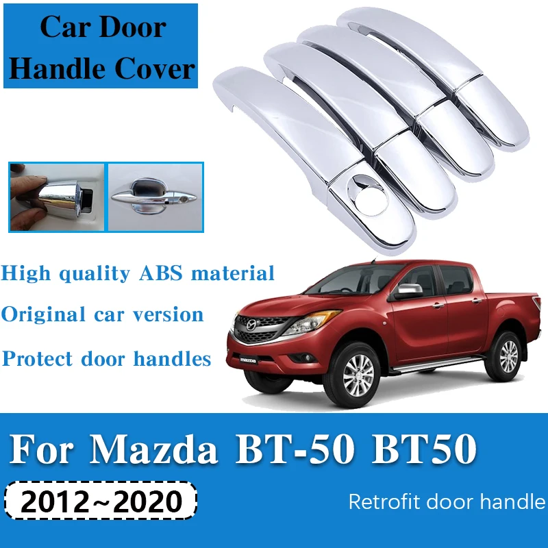 for Mazda BT-50 2012 2013 2014 2015 2016~2020 BT50 UP UR ABS Chrome Exterior Carbon Fiber Trim Set Handle Cover Car Accessories