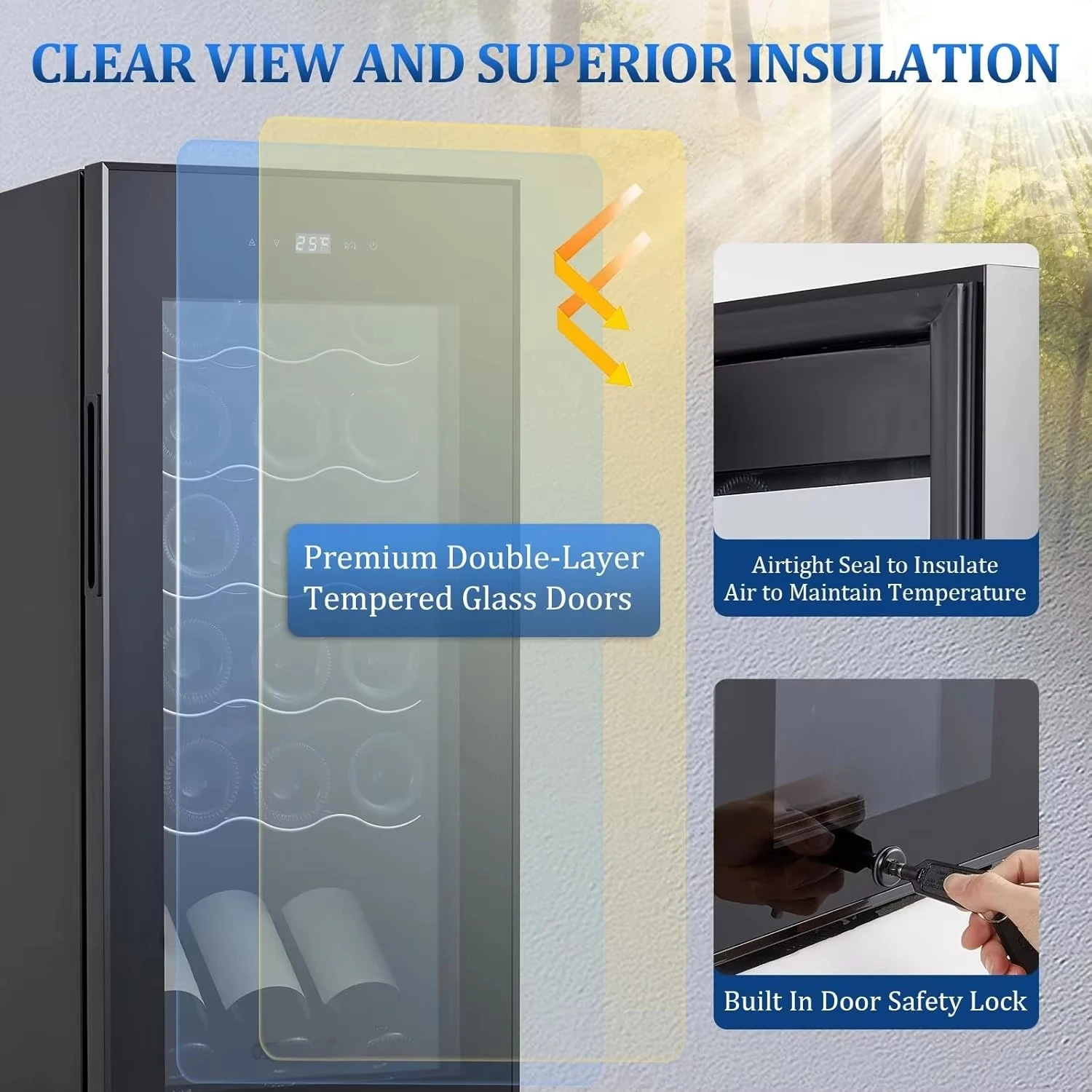 18 زجاجة قائمة بذاتها مبرد نبيذ من الفولاذ المقاوم للصدأ التحكم الرقمي في درجة الحرارة باب من الزجاج المقسى النبيذ المشروبات المنزلية الكهربائية