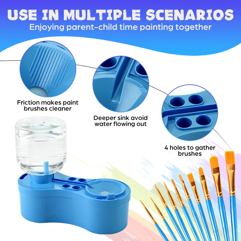 Paint Brush Cleaner Painting Supplies With Drainage And Brush Holder Tool For Acrylic Watercolor Water-Based Coating  Kid Gift