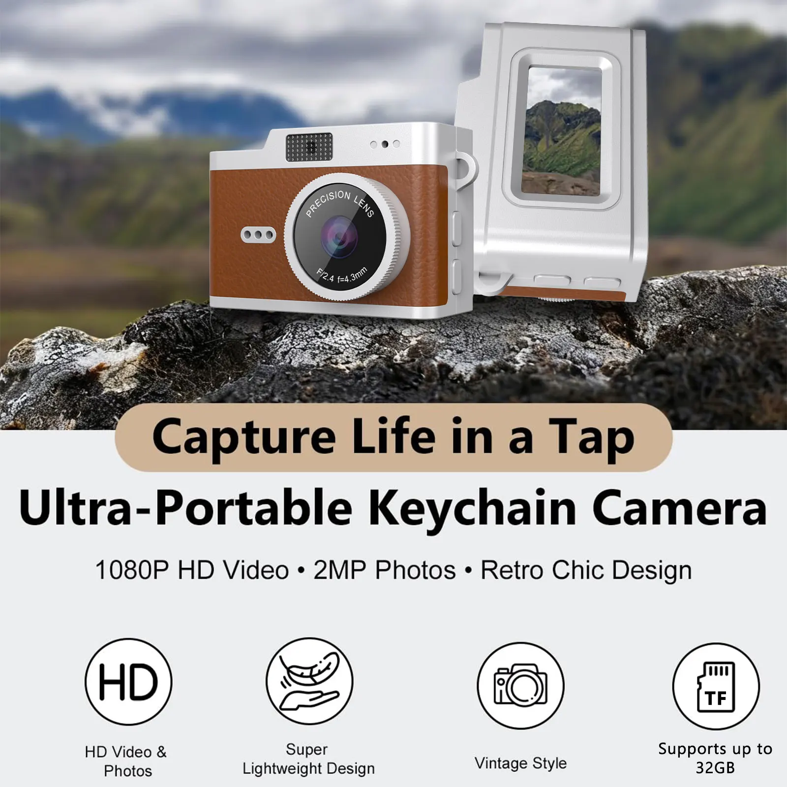 Fotocamera digitale 1080P HD Retro 0,96 pollici pollice studente indossabile mini fotocamera portatile con collana adatta per il regalo