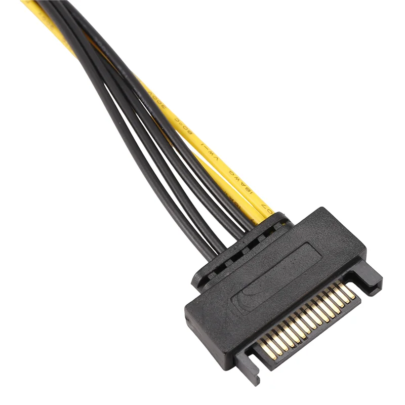 A08E-15Pin SATA Male to 8Pin(6+2) PCI-E Кабель питания Кабель SATA 15-контактный на 8-контактный кабель Провод 18AWG для видеокарты