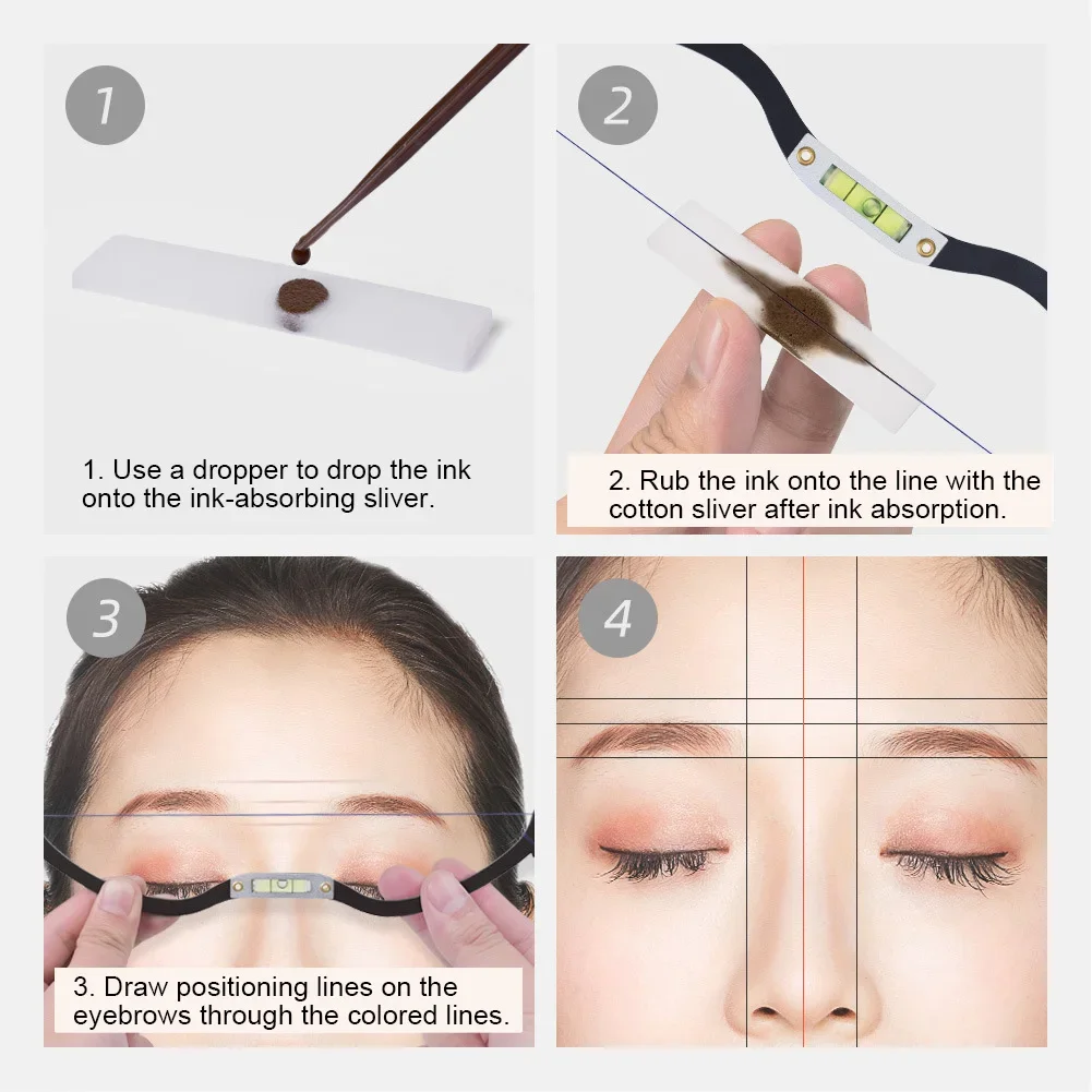 New Microblading Line Marker Ruler Profession Coil Dropper Cotton Sliver Eyebrow Tattoo Positioning Tool Permanent Beauty Supply