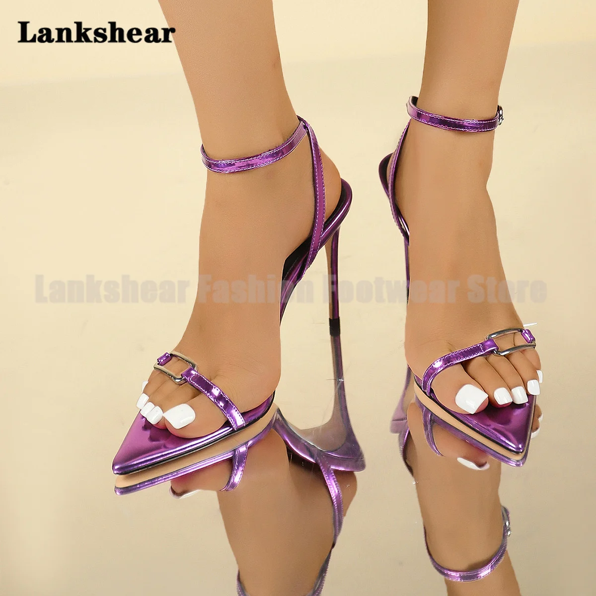

Purple Patent Leather High Heels Sandals Sexy Pointy Open Toe Stiletto Shoes Women Shoes Summer Sandalias De Mujer Verano